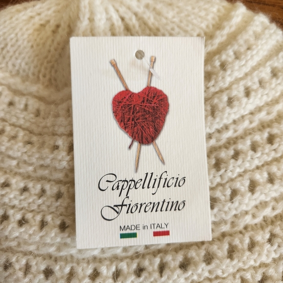 NWT Cappellificio Fiorentino Knit Beanie in Cream Wool Mohair Acrylic Bl… - Picture 4 of 5
